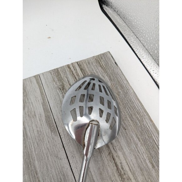 Vintage Ekco #4 Slotted Serving Chromium Plated Spoon Black Handle 12" - Picture 5 of 9